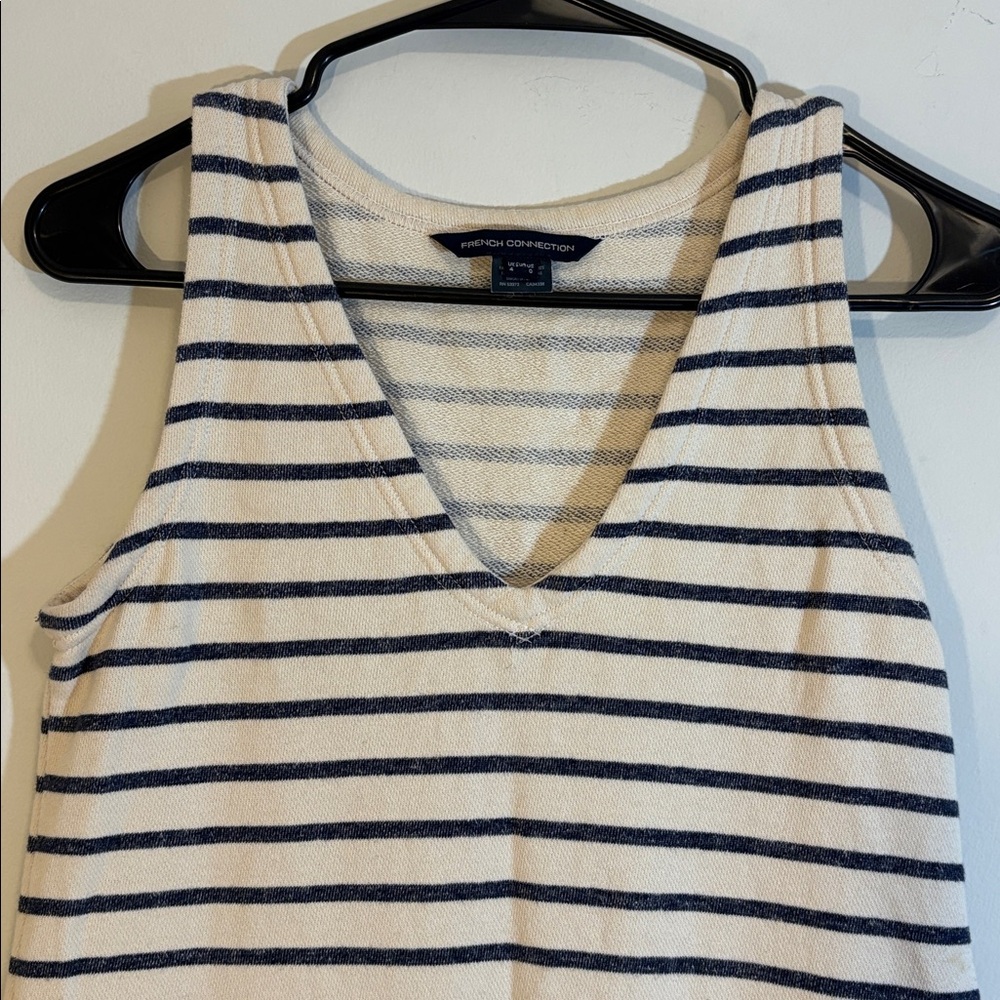 Navy + White Terry Cloth Nautical Stripe 100% Cotton Coastal Swim Cover Dress